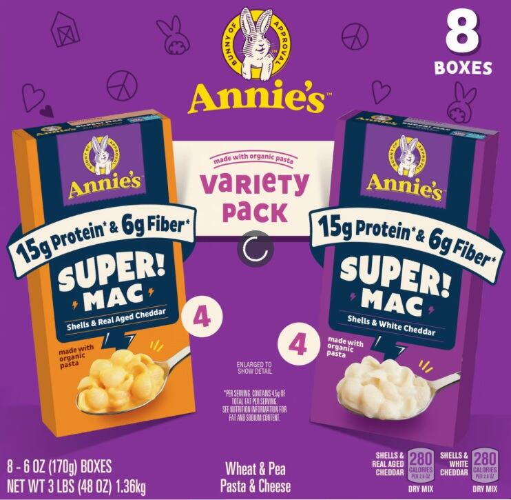 Annie's Super Mac features 15g of protein per serving.