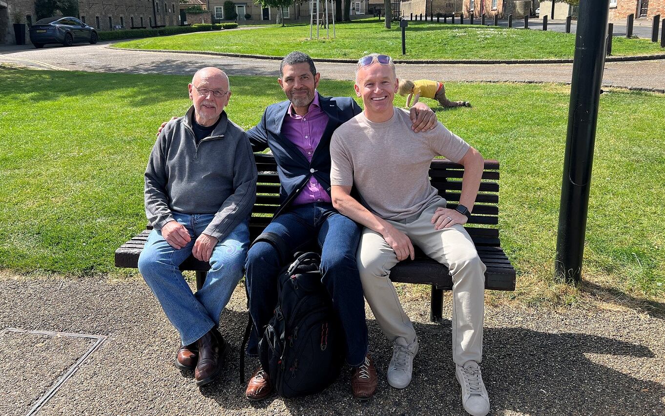 Prof. Roger Harris (L) with Dr. Rob Child (C) and Dr. Mark Tallon (R) in 2023