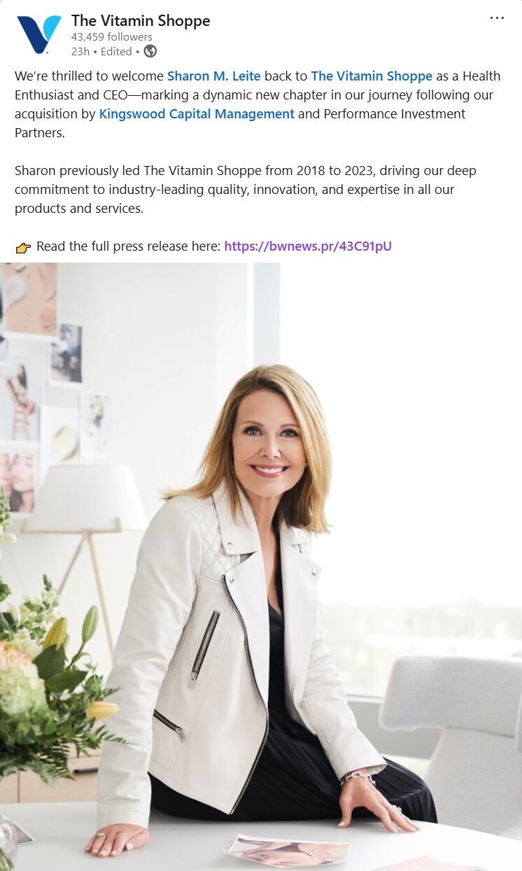 Sharon Leite Returns to The Vitamin Shoppe