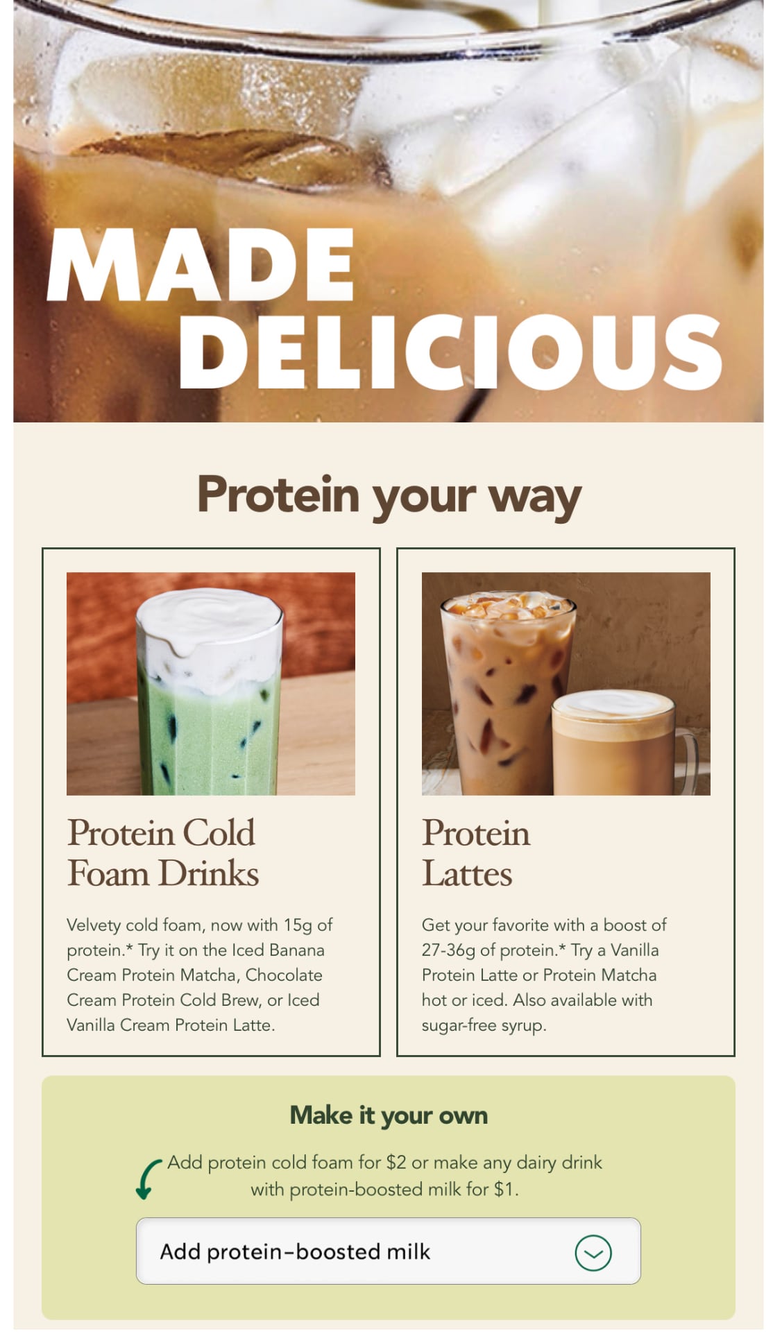 Starbucks recently debuted its line of lattes with protein-boosted milk.