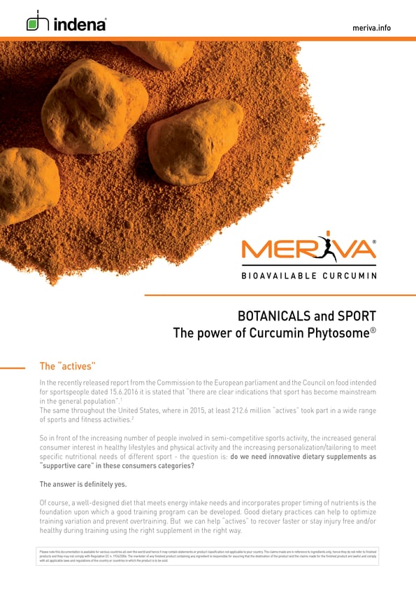 Botanical and Sport. The power of Curcumin Phytosome®