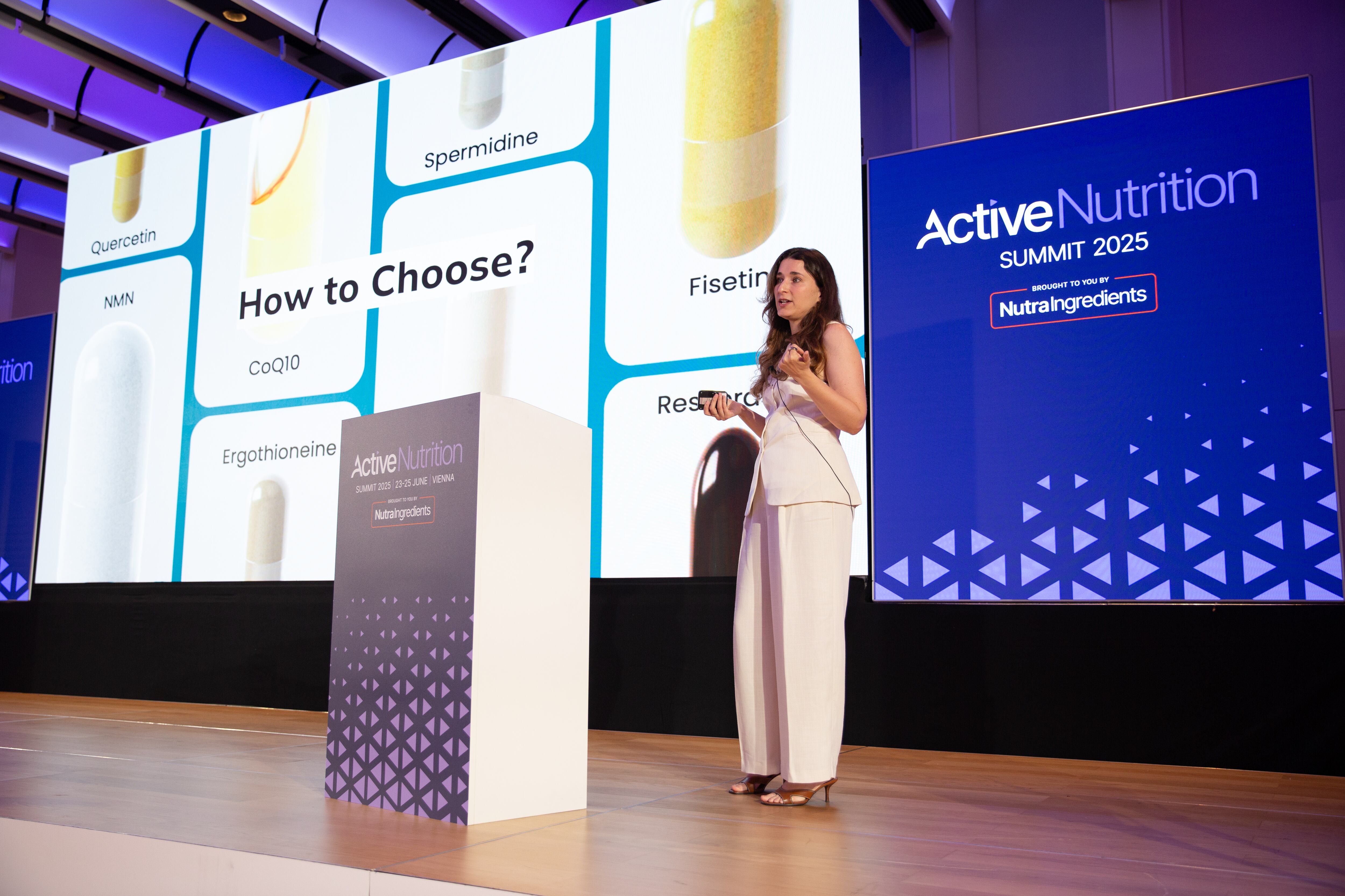 Avea's co-founder and chief scientific offier Sophie Chabloz speaking at the Active Nutrition Summit 2025 in Vienna.