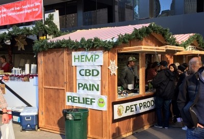 CBD products are now being sold just about everywhere.  They featured prominently at a recent outdoor Christmas market in Denver.  NutraIngredients-USA photo.