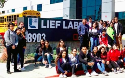 Lief Labs CEO Adel Villalobos hosted a tour of his facility last year for students from San Fernando Valley High School, his alma mater, to interest them in careers in the nutritional field. Lief Labs photo