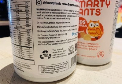 SmartyPants is one of the few supplement brands to use bottles made from 100% PCR (post-consumer recycled) material. Image © Stephen Daniells