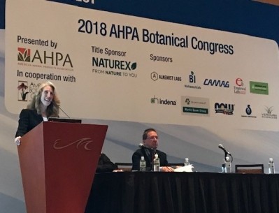Dr Kristy Appelhans of Herbalife Nutrition spoke on the company's post market surveillance practices at a recent industry meeting in Las Vegas, NV.  Herbalife Nutrition photo.