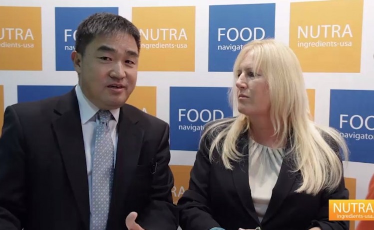 Weiguo Zhang, CEO of Synutra Pure, Ltd  and Jana Hildreth, Synutra Pure’s Director of Technology and Scientific Affairs, speaking with NutraIngredients-USA at SupplySide West, November 2014