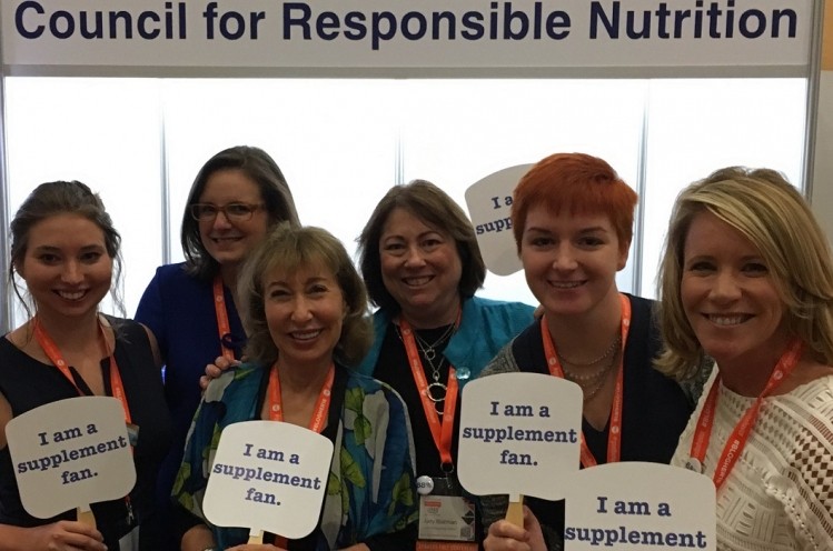  CRN’s Communications staff at BlogHer16. Shown here (l. to r.) are Holly Vogtman; Nancy Weindruch; wellness ambassador Felice Gersh, MD; Judy Blatman; Julia Shenkar; and wellness ambassador Holly Lucille ND, RN 