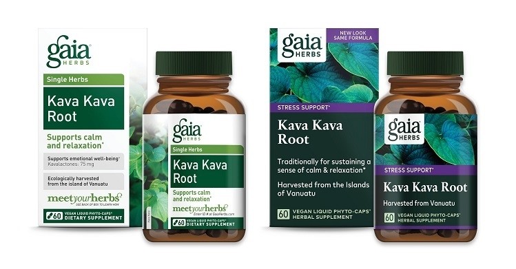 Old packaging on left, new packaging on right. Photo: Gaia Herbs