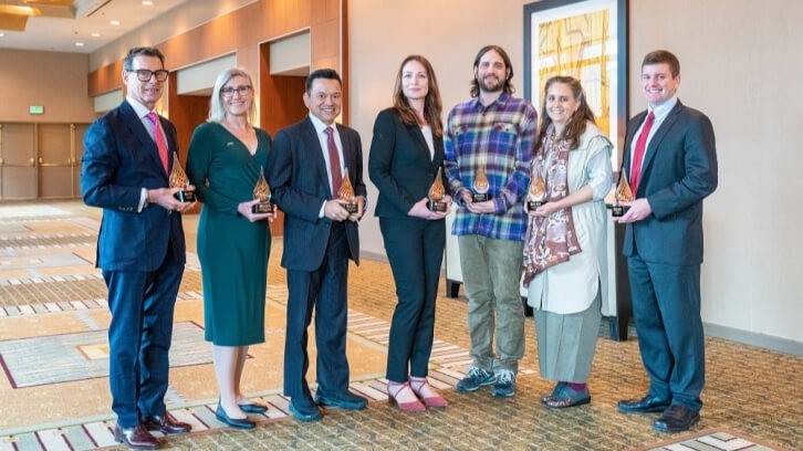 From left: Sidney Sudberg, Heather Granato (WIN), Tony Martinez (on behalf of the late Governor Bill Richardson), Katie Banaszewski (NOW Foods), Nate Brennan (Pacific Botanicals), Susan Leopold, and Will Woodlee.  Image courtesy of AHPA