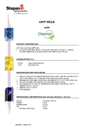 Milk Beverages with Clarinol® CLA