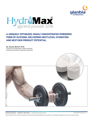 Uniquely optimized, highly concentrated (65%) powdered glycerol