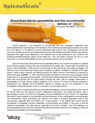 CurQfen® delivers the bioactive free unconjugated curcumin into brain and other organ tissues in addition to its enhanced plasma bioavailability