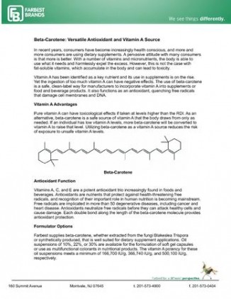 Beta-Carotene: Versatile Antioxidant and Vitamin A Source