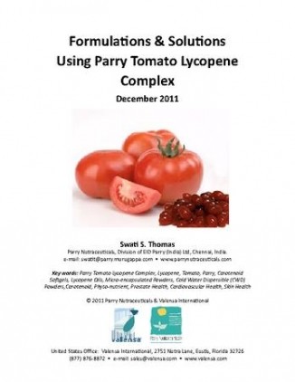 Formulations & Solutions Using Parry Tomato Lycopene Complex