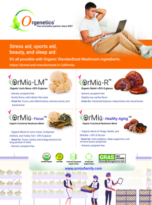OrMiū™ Family: Organic Standardized Mushroom Ingredients